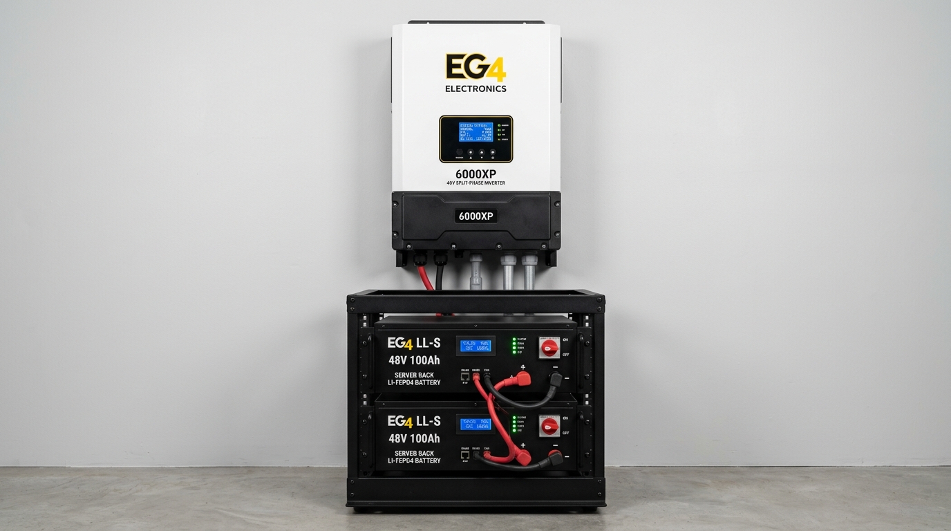 Tier 3 48V Split-Phase Hybrid Inverter and Server Rack Battery Bank