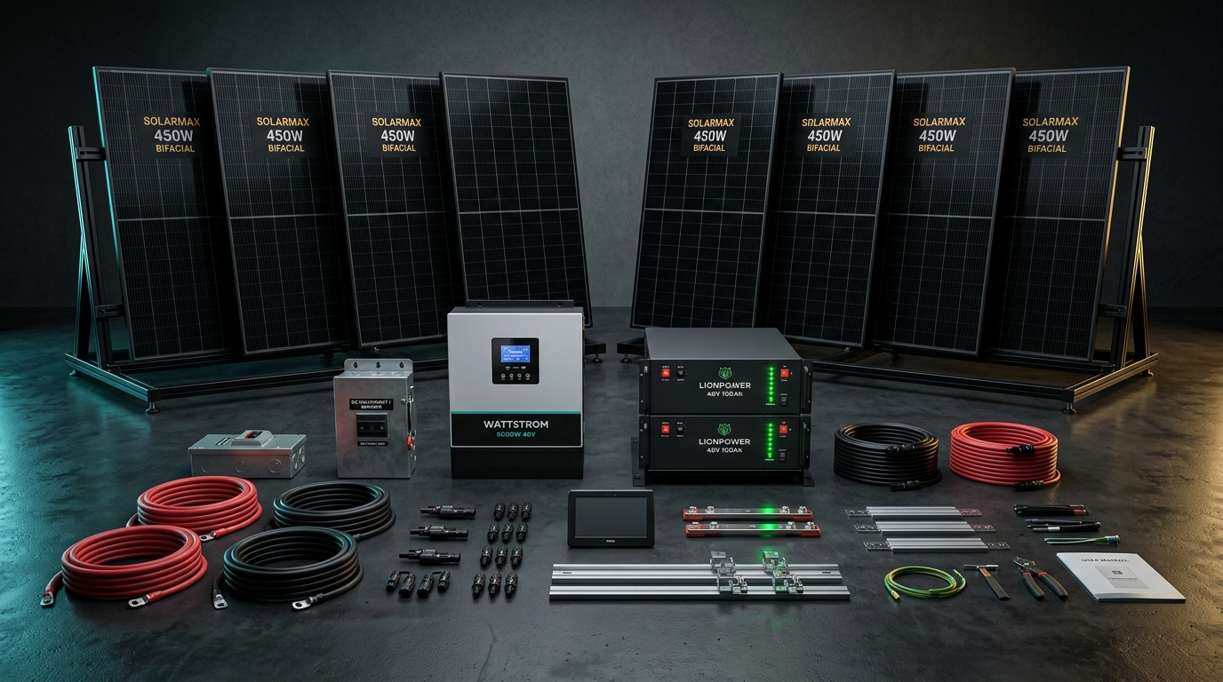Complete 6kW 48V Homestead Turnkey Solar Package with 3200W Solar Array and 10.24kWh Rack