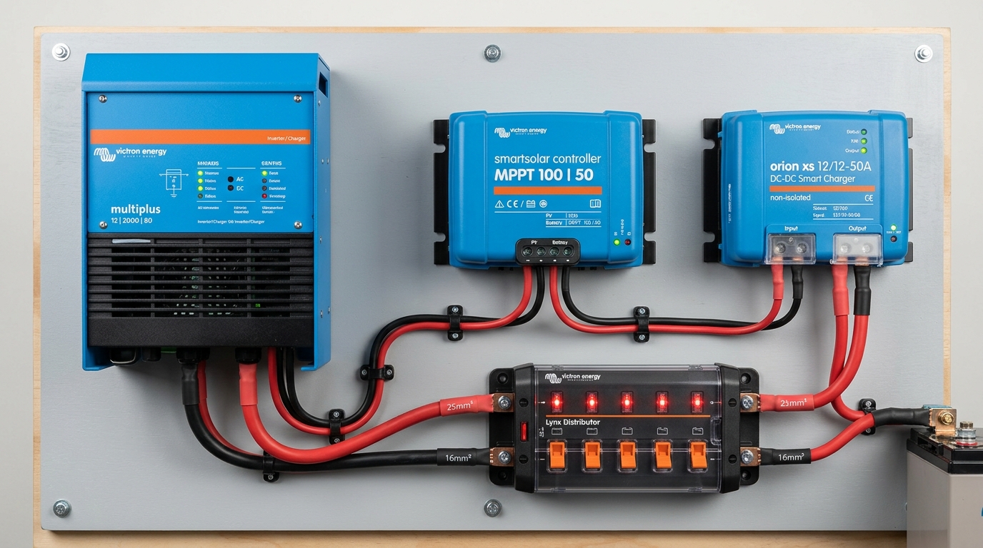 Victron MultiPlus 12/2000/80 Inverter Charger with SmartSolar MPPT and Orion XS 50A DC-DC